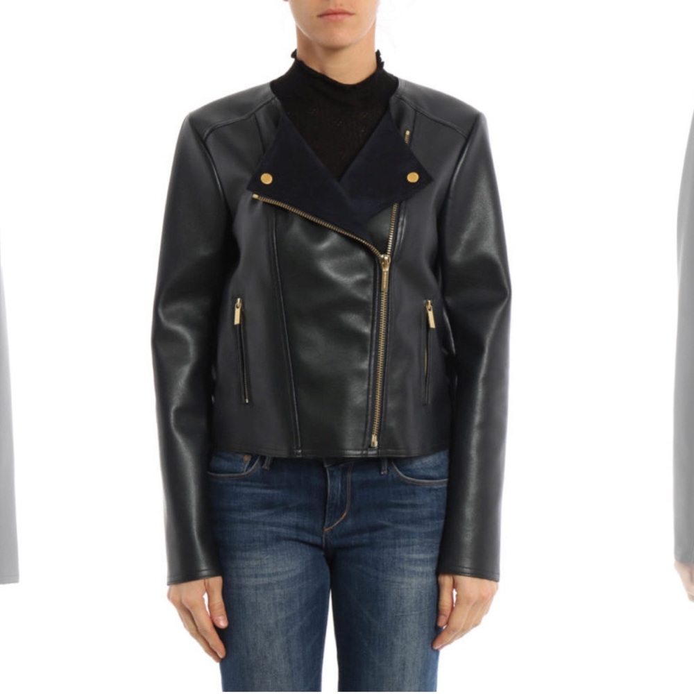 Michael KORS Faux Leather Biker Jacket Size L